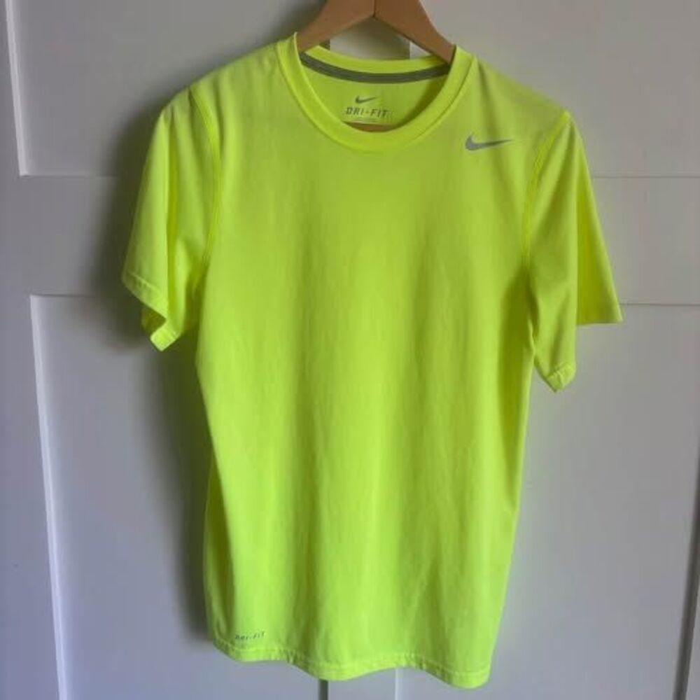 Men’s Nike Dri Fit Neon Green Athletic Running Tee T-Shirt Size Small